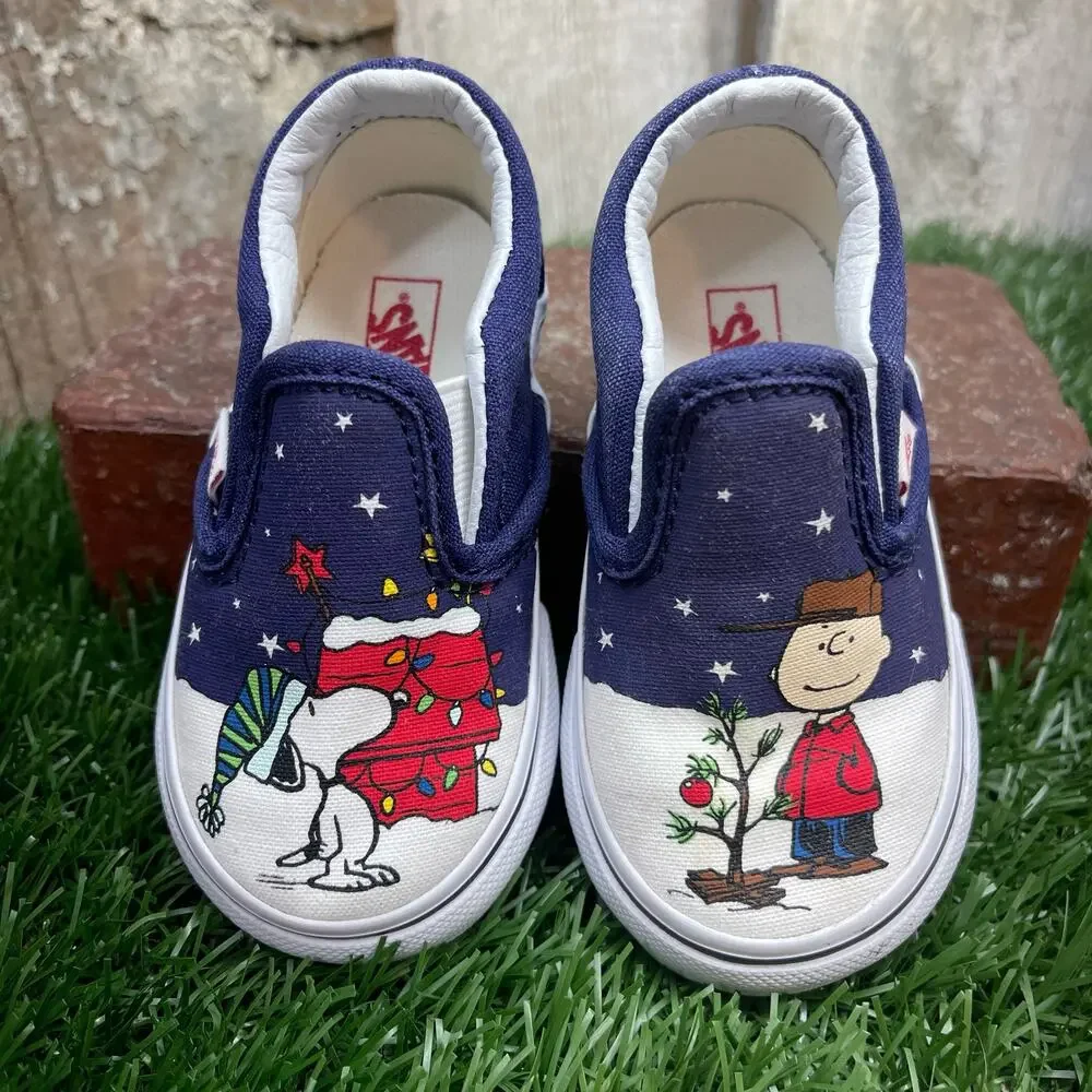 VANS Charlie Brown Snoopy Christmas Slip Ons Toddler 4.5